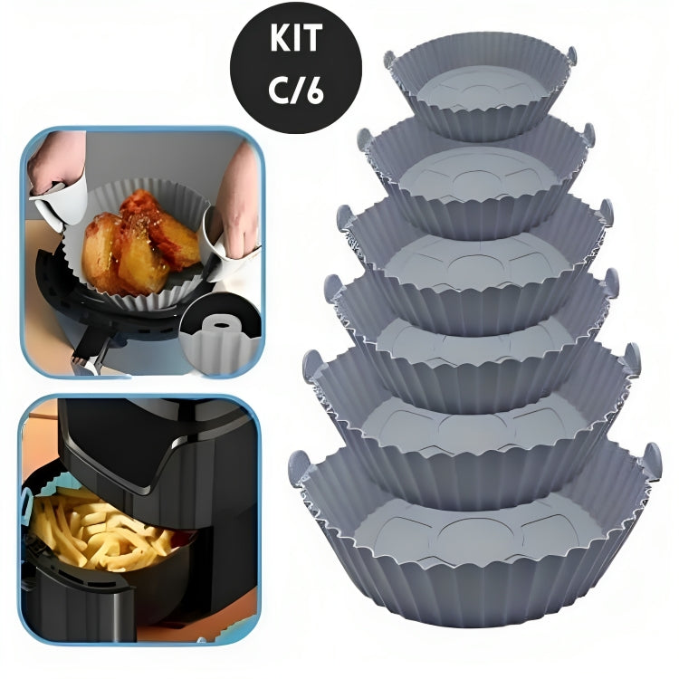 Kit 6 Cesto Em Silicone Antiaderente Air Fryer