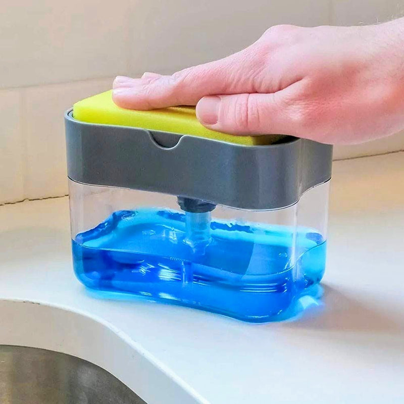 Dispenser Porta Detergente 2 em 1 Suporte para Esponja 600ml