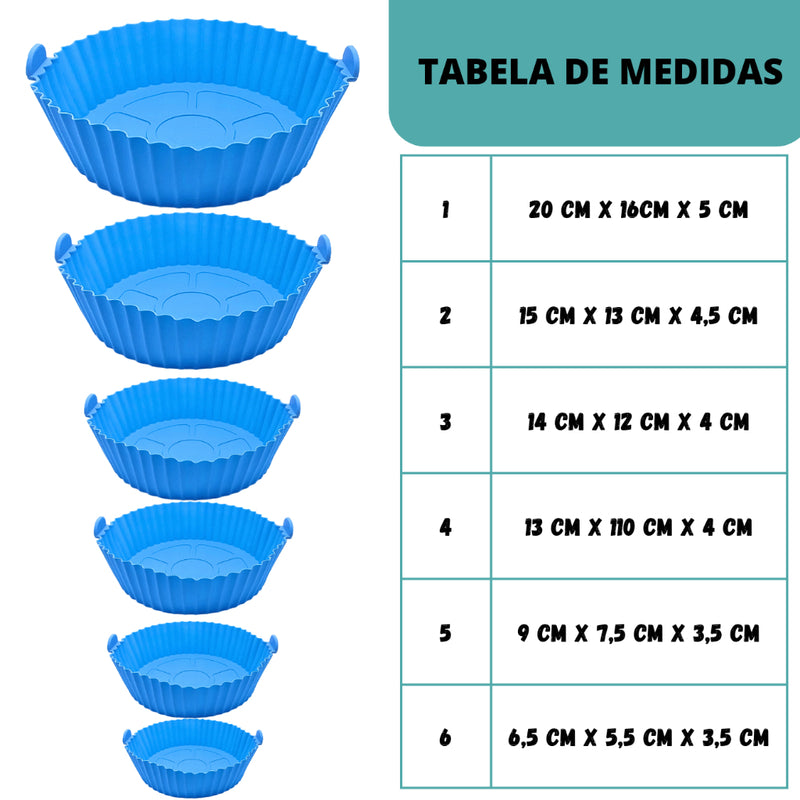 Kit 6 Cesto Em Silicone Antiaderente Air Fryer