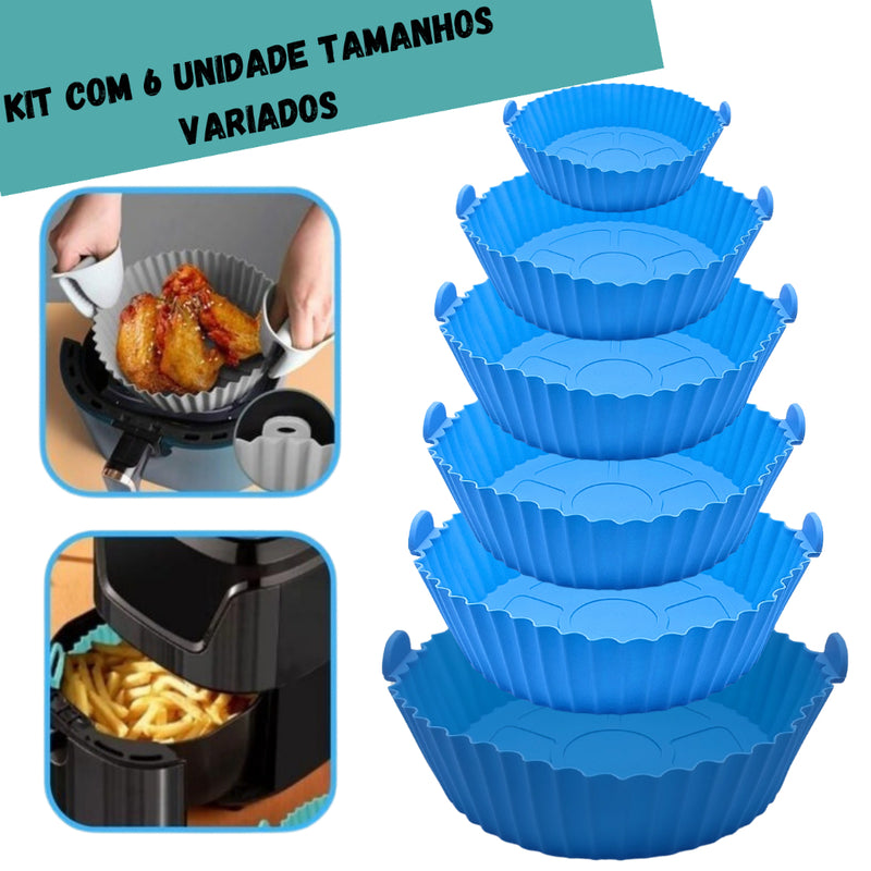 Kit 6 Cesto Em Silicone Antiaderente Air Fryer