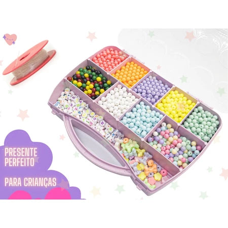 Kit Miçangas Infantil Mini Maleta 1900 Pçs